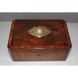 Coffret Napoléon III en Marqueterie de Thuyas et Bois De Rose fin XIX