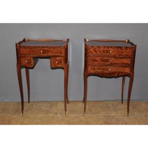 Pair Of Louis XV-style Nightstands With 20th-century Marquetry