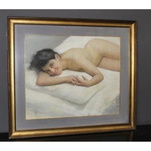 Grand Pastel de Nu Féminin , Ecole française , Daté 1924