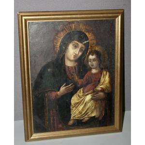 Oil On Copper, Virgin And Child, Late 18th Century