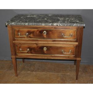 Commode Sauteuse Louis XVI en Noyer Fin XVIIIe