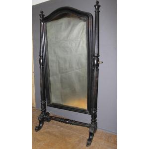 Miroir Psyché Napoléon III en Bois Laqué Noir , XIXe