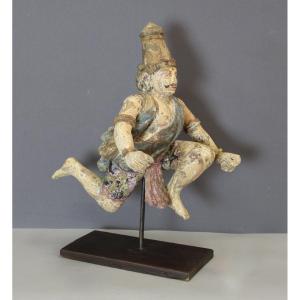 Temple Guardian, Polychrome Sculpture, India, Late 19th Century