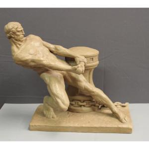  Terracotta "la Force" By Henri Bargas, Circa 1930