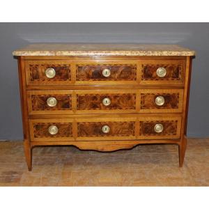 Louis XVI Commode In Walnut And Marquetry Circa 1780