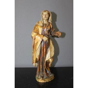 Sculpture Of A Saint In Polychromed And Gilded Wood XVIII