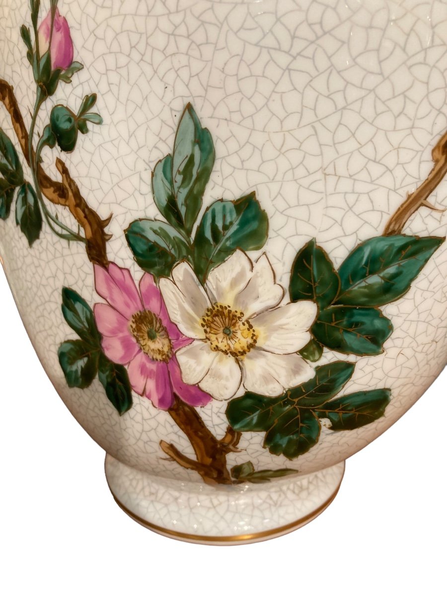White Opaline Vase With "japanese" Decoration, 19th Century-photo-6