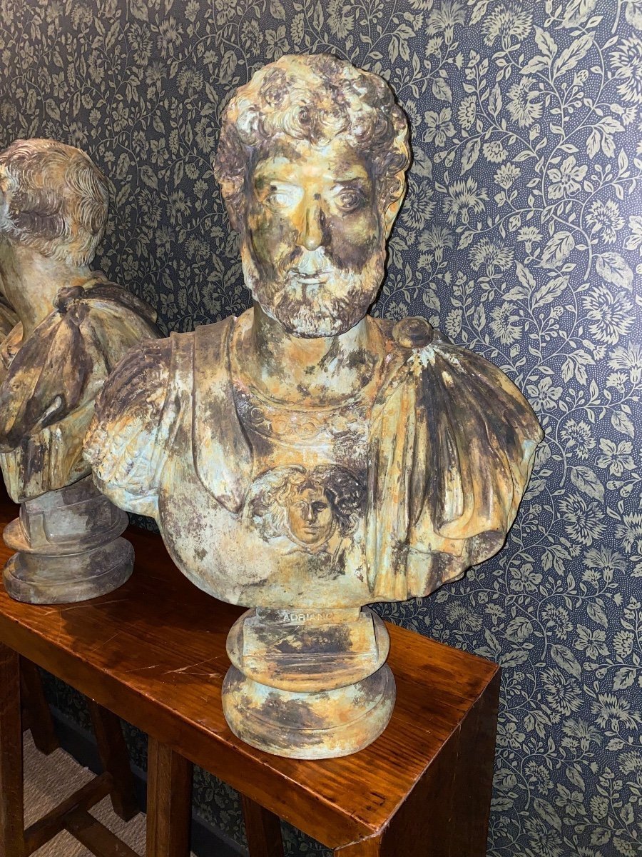 4 Bustes En Bronze - Empereurs Romains -photo-3