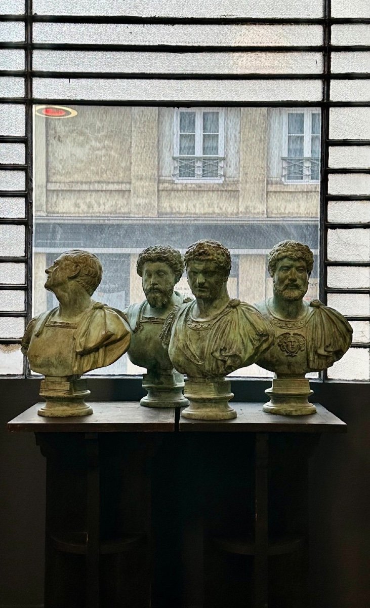 4 Bronze Busts - Roman Emperors-photo-5
