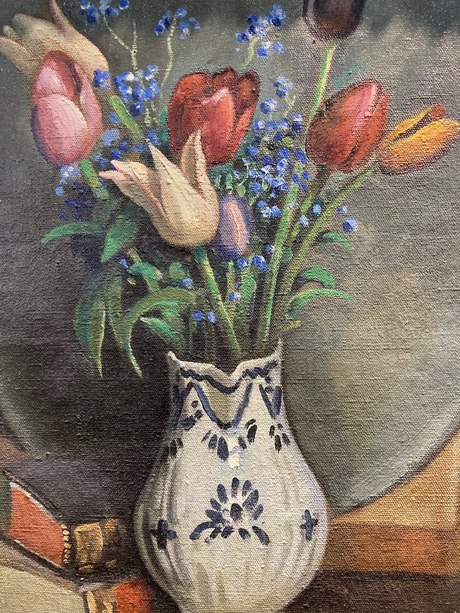 René LIENARD de SAINT-DELIS (1873-1958) "Bouquet dans un vase"-photo-8