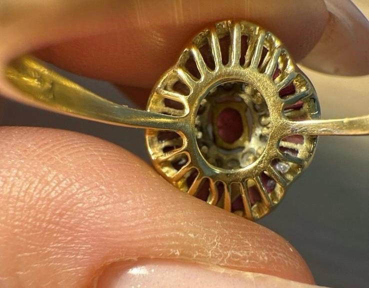 Bague Art Déco Vers 1930 En Or 18 Carats, Rubis Et Diamants-photo-4