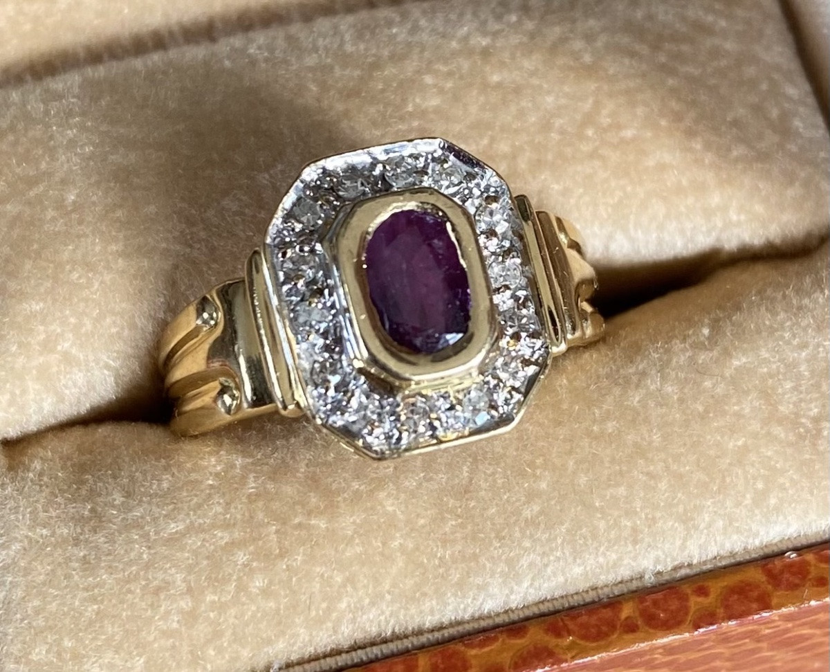 Art Deco Ring Circa 1930 In 18-carat Gold, Rubies And Diamonds – Maison Augis-photo-1
