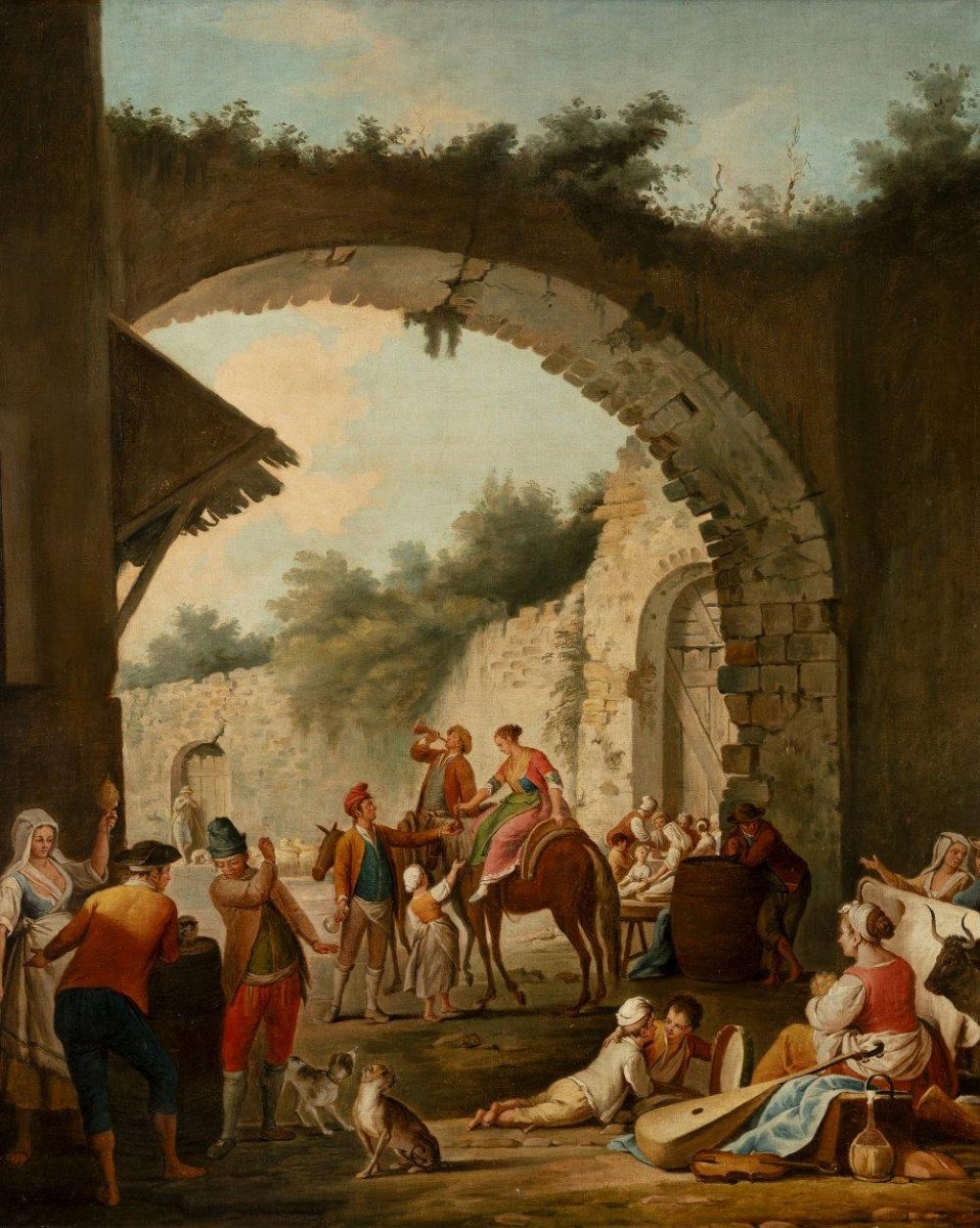 Popular Scene, Circa 1770 - Pietro Fabris (1740 To 1792)-photo-3