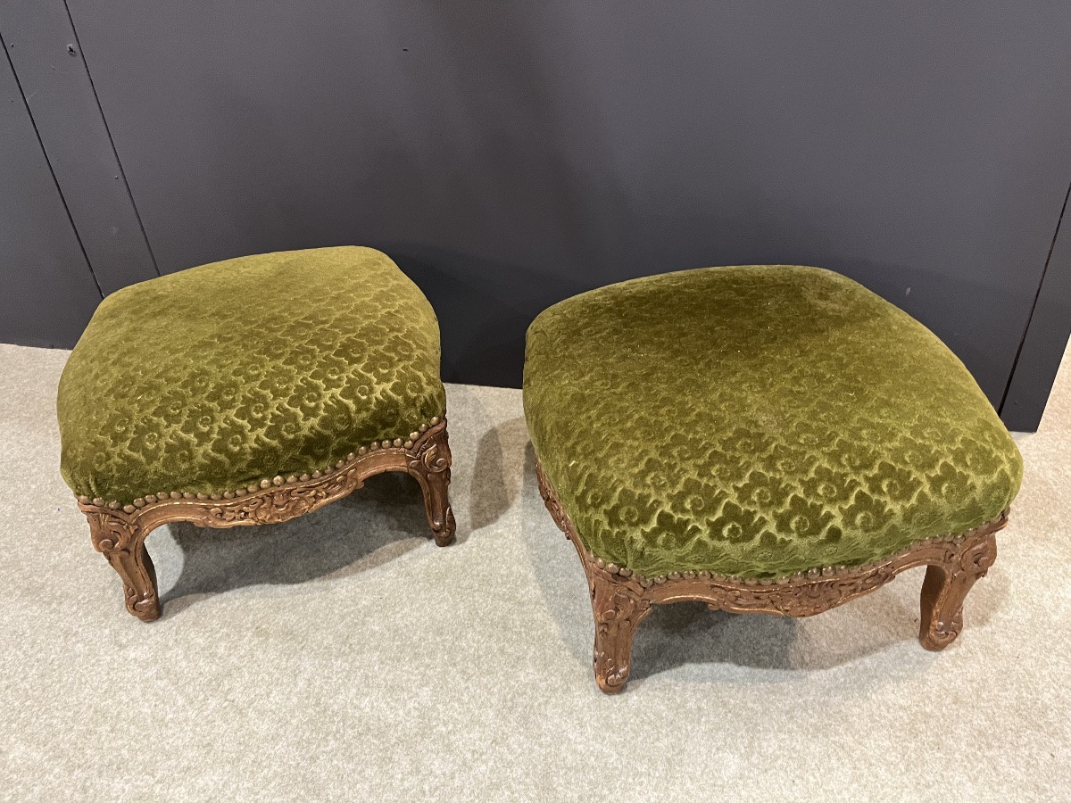 Pair Of Louis XV Style Stools - 19th Century -photo-3