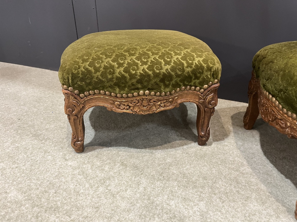 Pair Of Louis XV Style Stools - 19th Century -photo-3