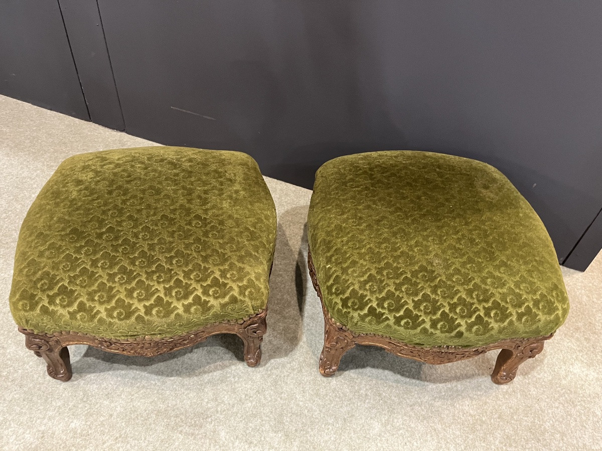 Pair Of Louis XV Style Stools - 19th Century -photo-5