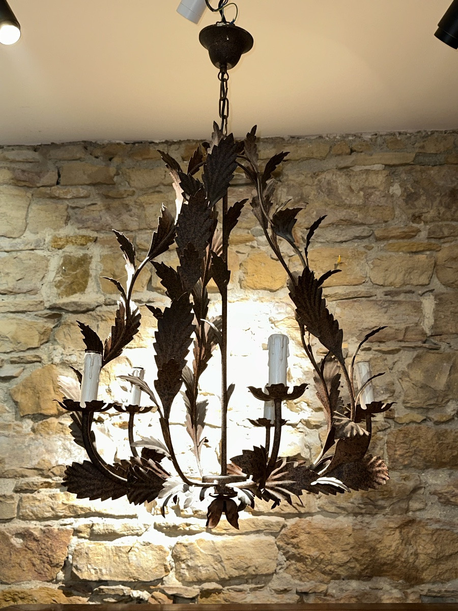  Mid-20th Century Wrought Iron Cage Chandelier – Mid-20th Century-photo-2