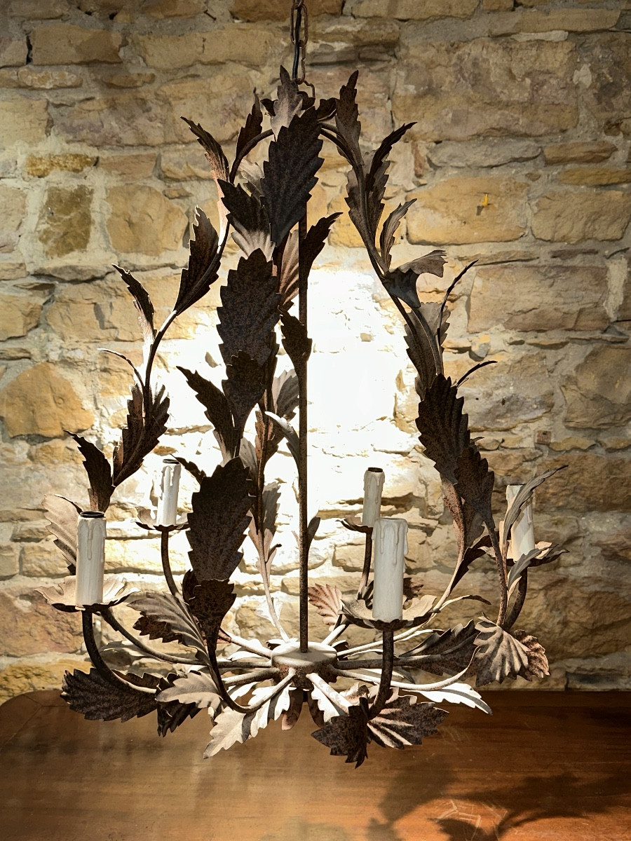  Mid-20th Century Wrought Iron Cage Chandelier – Mid-20th Century