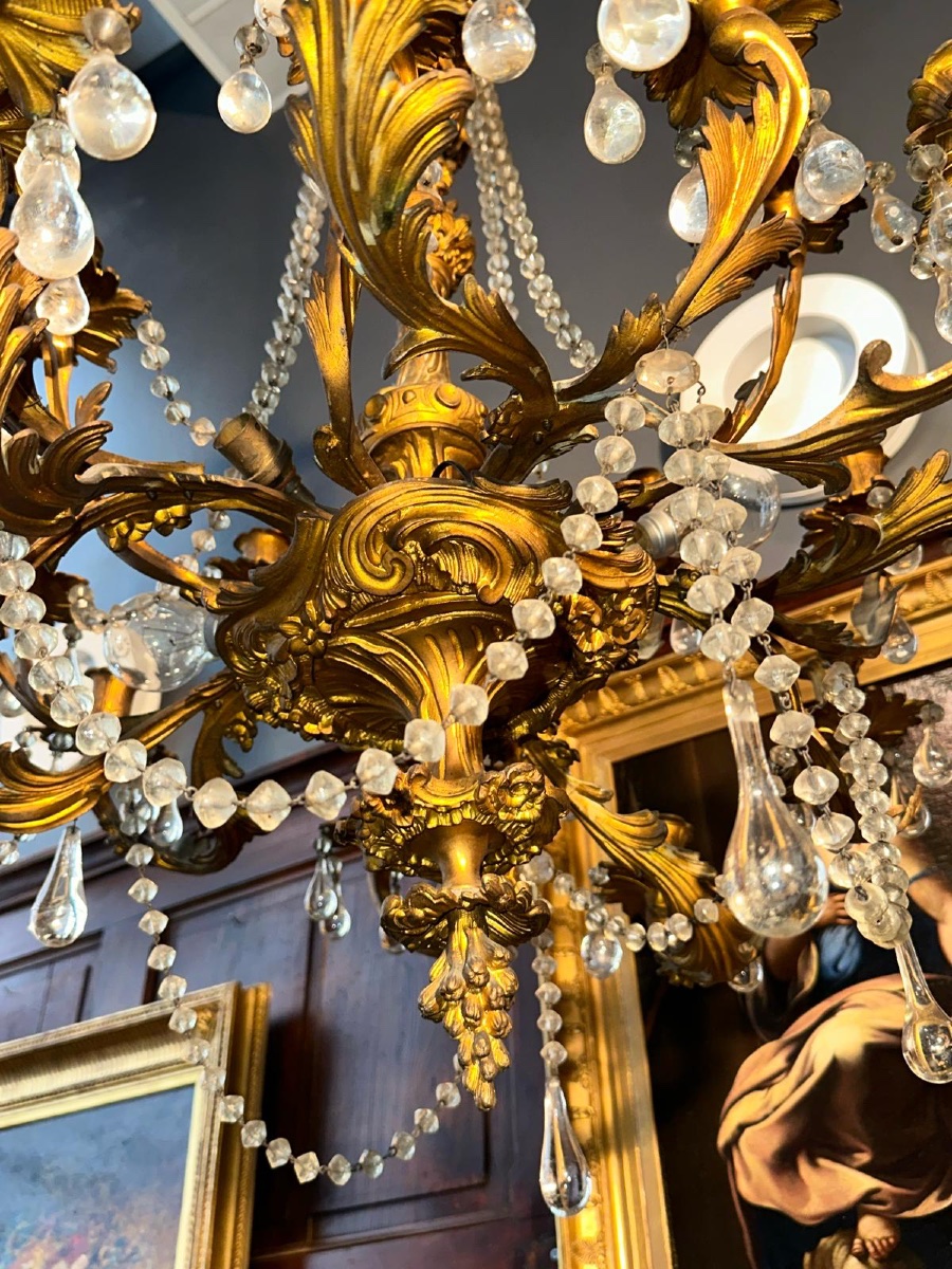 Lustre d’époque Napoléon III – Lustre de style Louis XV – vers 1880.-photo-1