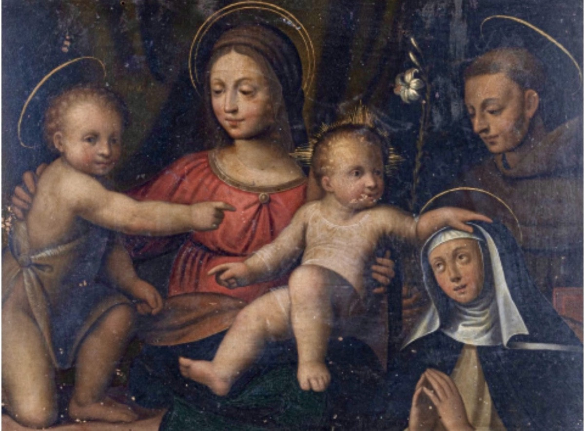 Northern Italy, 17thᵉ Century Painting, Bernardo Luini's Entourage Madonna And Child With Entourage-photo-2