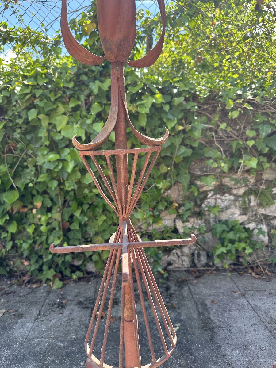Grande Paire de Porte-Fleurs en Fer Forgé Rouge Sang-de-Bœuf – Début du XXe Siècle-photo-3
