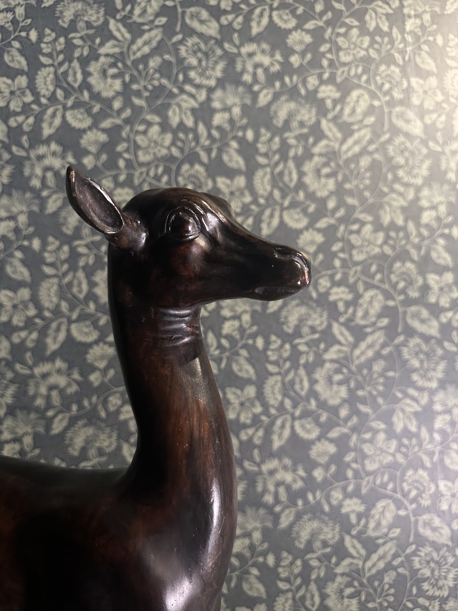 Grande antilope  en bronze patiné -photo-2