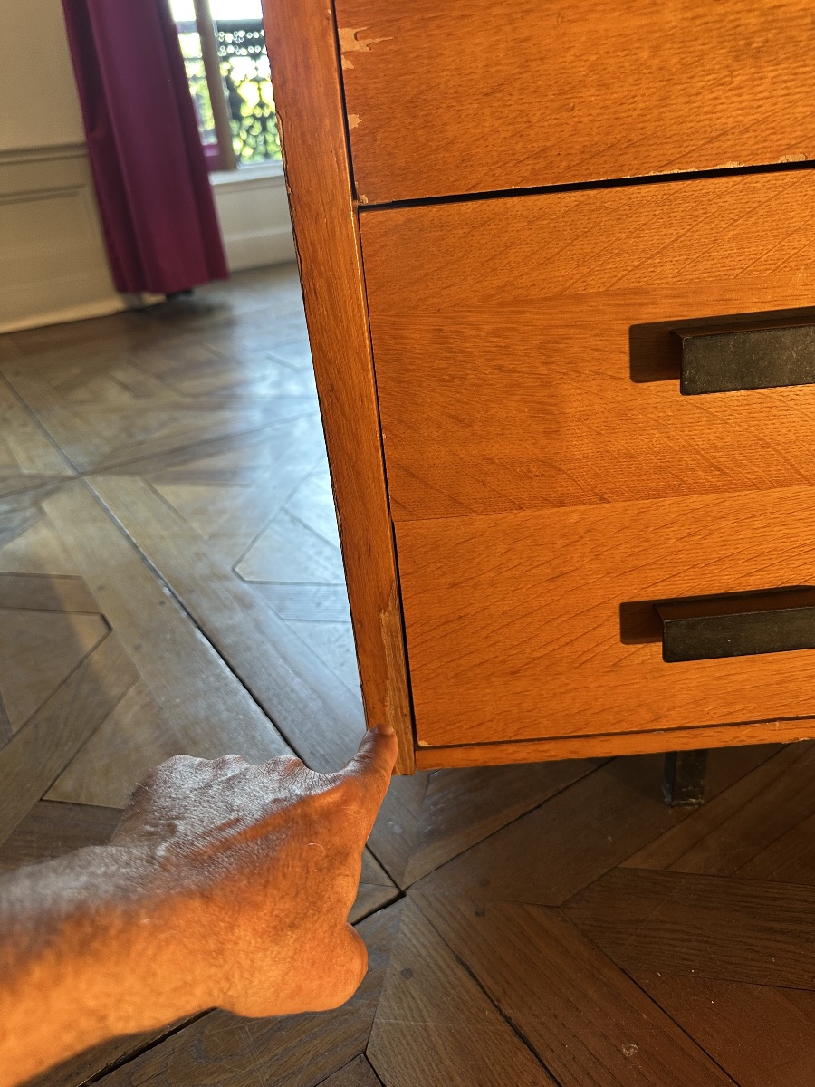 Grand bureau design à deux caissons, à la manière de Jacques Hitier-photo-4