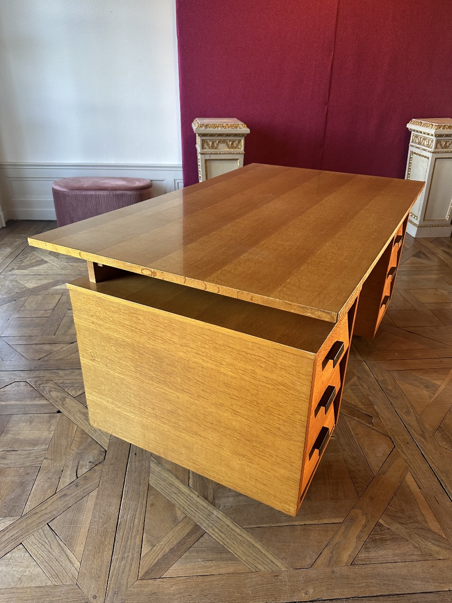 Grand bureau design à deux caissons, à la manière de Jacques Hitier-photo-1