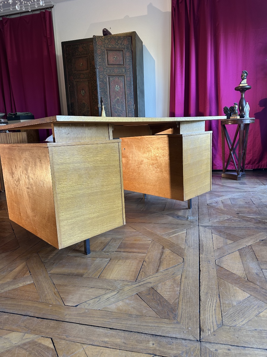 Grand bureau design à deux caissons, à la manière de Jacques Hitier-photo-3