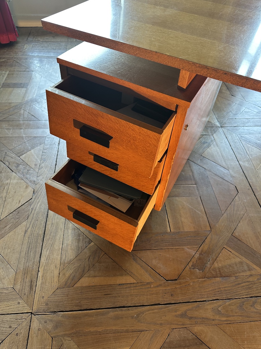 Grand bureau design à deux caissons, à la manière de Jacques Hitier-photo-5