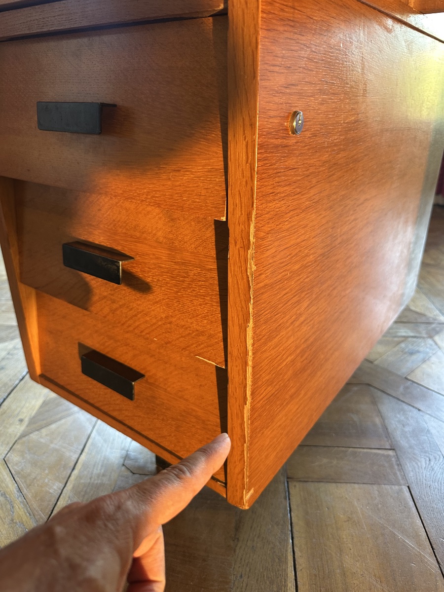 Grand bureau design à deux caissons, à la manière de Jacques Hitier-photo-6