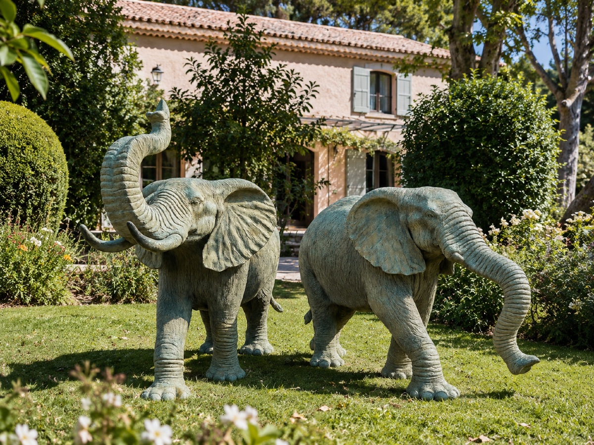 Pair Of Large Bronze Sculptures-photo-4
