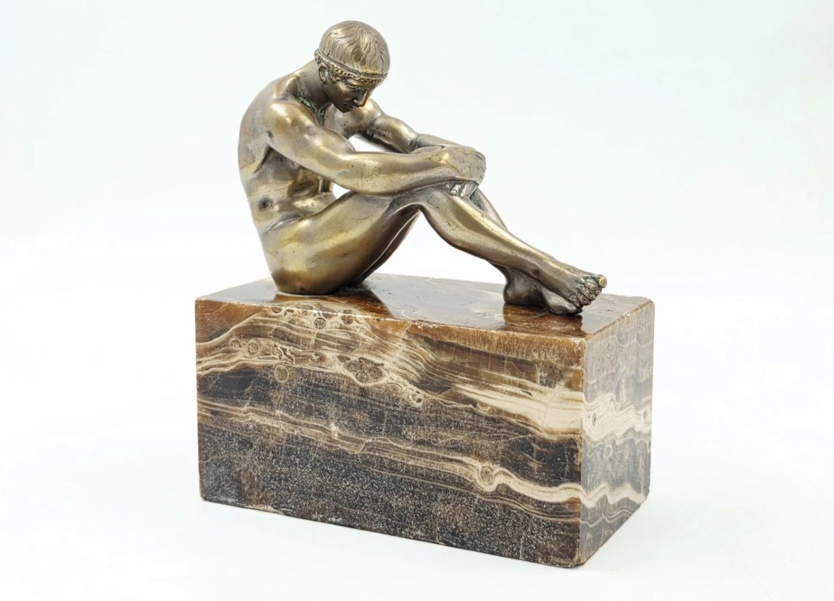 Raymond Léon Rivoire (1884–1966), After – *bather In The Antique Style* – Gilded Bronze-photo-3