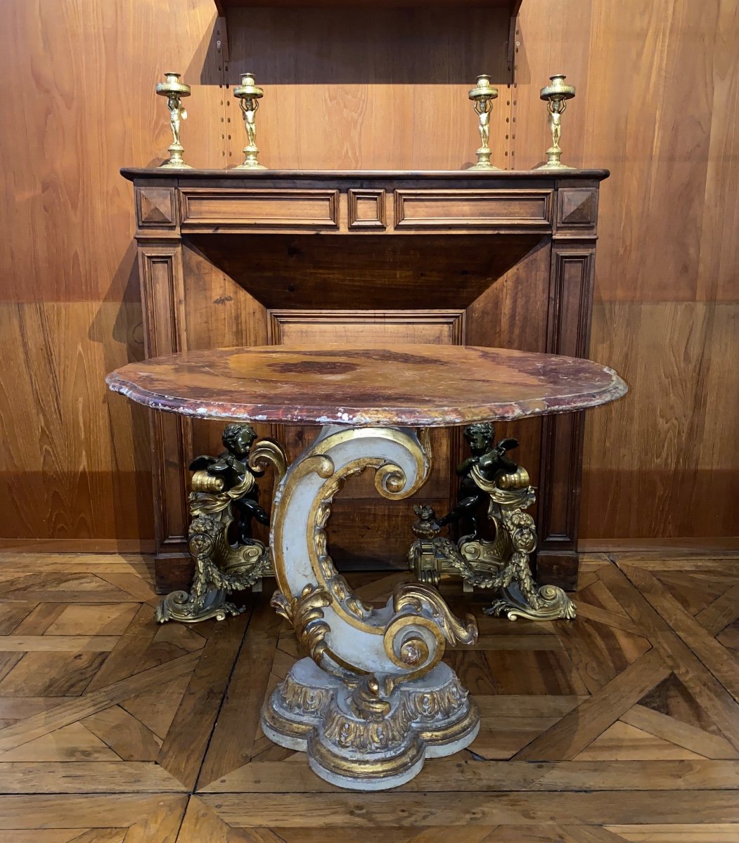 Gueridon En Bois Doré Style Baroque