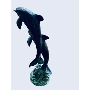 Duo Of Dolphins In Bronze