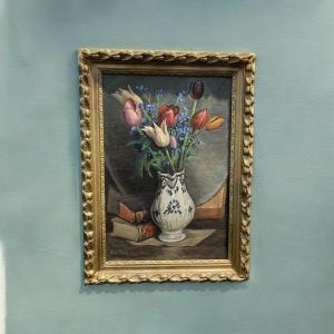 René LIENARD de SAINT-DELIS (1873-1958) "Bouquet dans un vase"