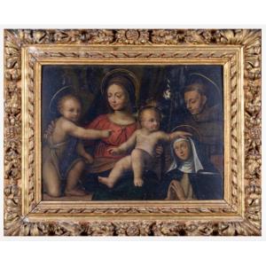 Italie du Nord, peinture du XVIIᵉ siècle, entourage de Bernardo Luini Vierge à l’Enfant entouré