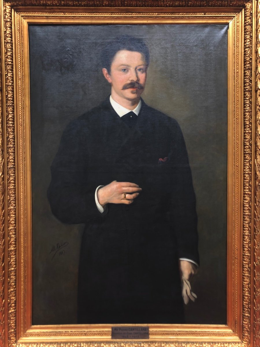 Albert Dillens, Portrait De Mr Cantillana, Fondateur De La Société Cantillana, Hst, Signé, 1889