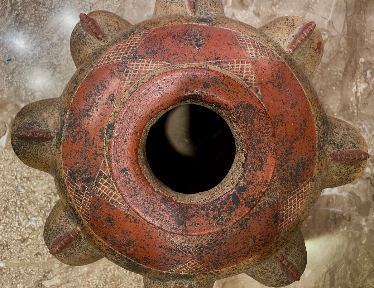 Grand vase En Céramique à Patine Brune D’inspiration Pré-colombienne (Mexico) 20ème S.-photo-4