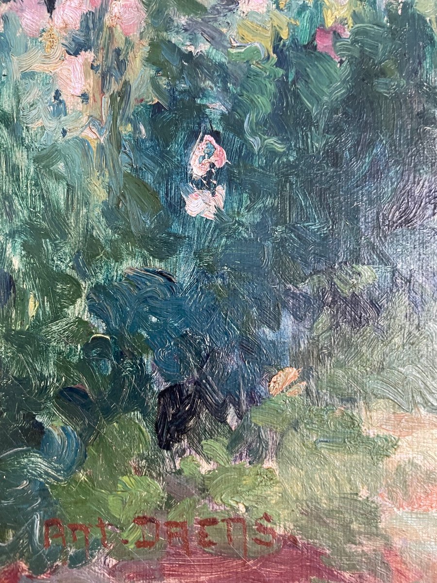 Antoine Daens, Vue Sur Le Verger, Huile Sur Toile, Signée, Ca 1935, Encadree-photo-3
