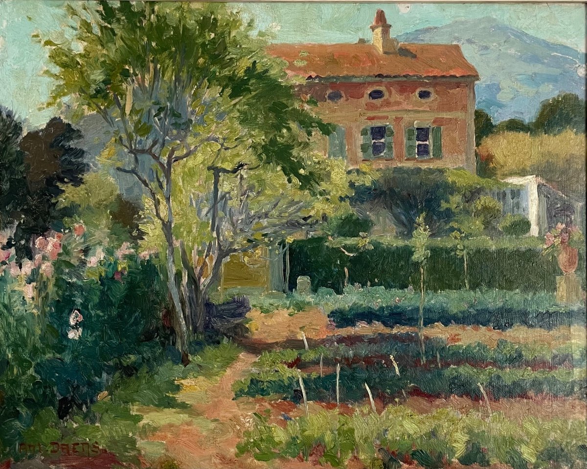 Antoine Daens, Vue Sur Le Verger, Huile Sur Toile, Signée, Ca 1935, Encadree