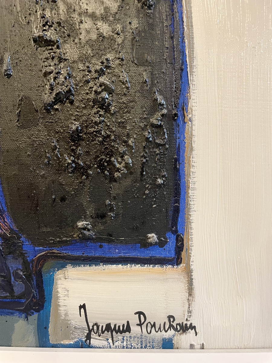 Jacques Pouchain, Sunflowers, Oil On Canvas, Signed, Ca1970, Dim: 149x100cm-photo-4