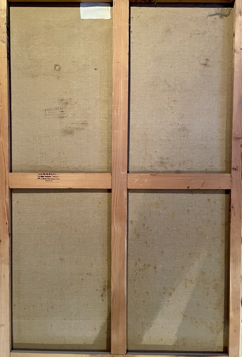 Jacques Pouchain, Sunflowers, Oil On Canvas, Signed, Ca1970, Dim: 149x100cm-photo-6