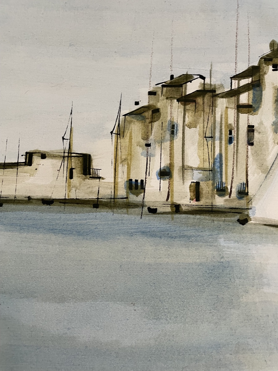 Georges Damin (1942- ), The Port Of Saint-tropez, Oil On Canvas, Signed, Ca 1980, Framed.-photo-6