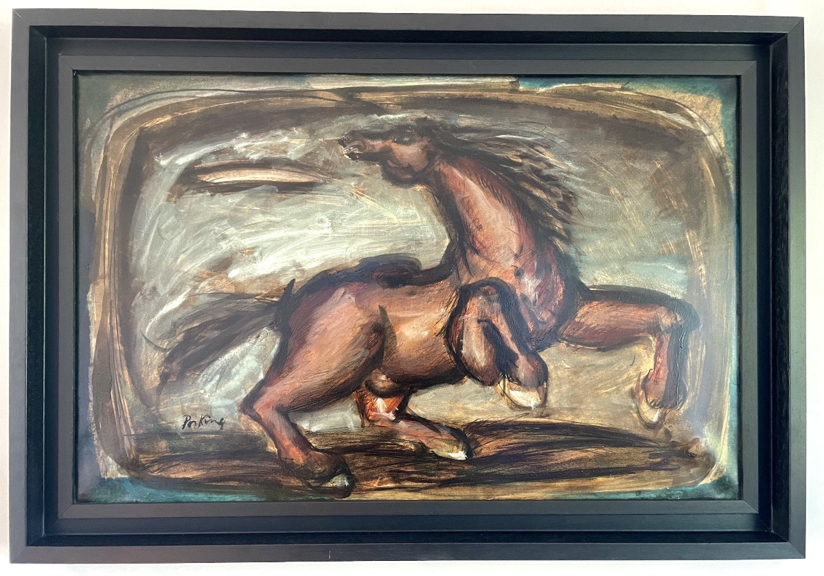 Franz Priking (1929-1979), Rearing Horse, Hst, Signed, Ca 1955, Dim: 80x114 Cm With Frame.