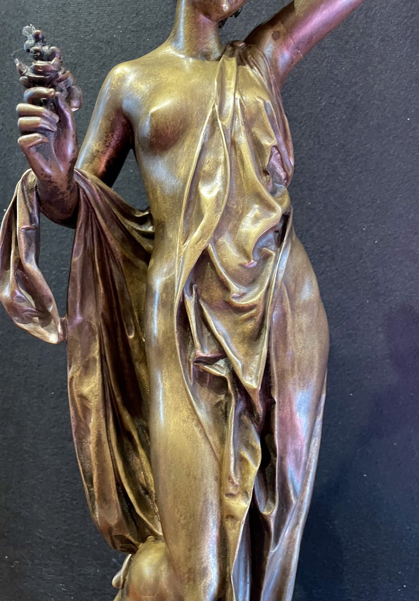 Albert-ernest Carrier- Belleuse (1824-1887), La Vérité,  Bronze, Signé, Ca 1880,  Dim: 90x24cm-photo-3