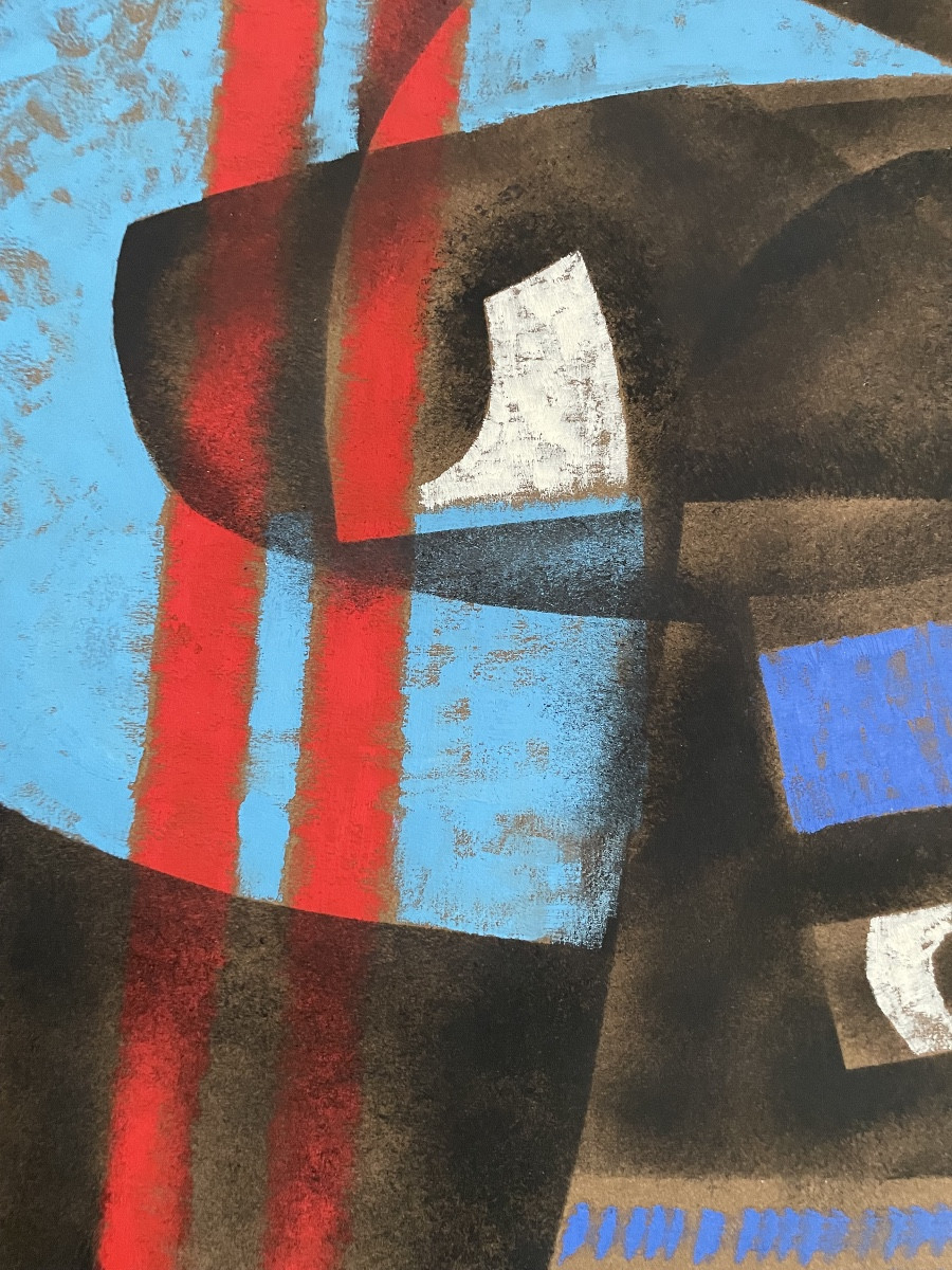 Georges Collignon (1923-2002), Composition, Acrylic/paper Mounted On Canvas, Signed, 1962.-photo-3