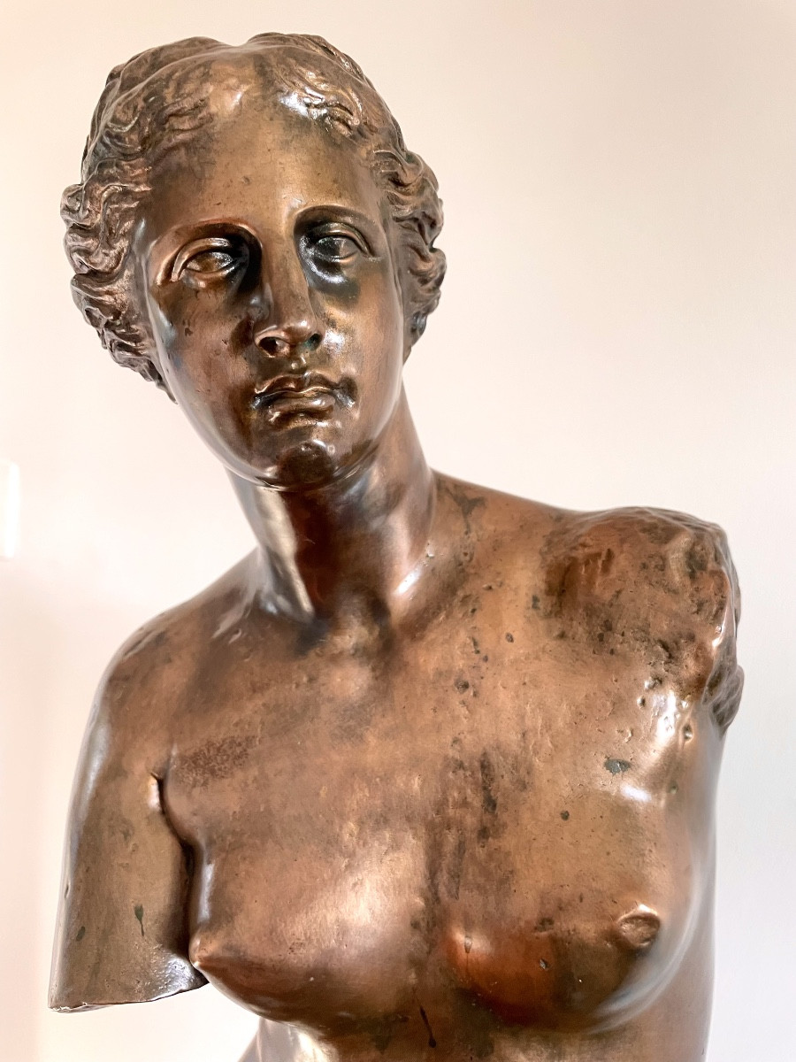 F. Barbedienne, Sculpture en bronze, Vénus de Milo, Signée, Ca 1850, Dim: 97x28x24 - Réd. Colas-photo-1