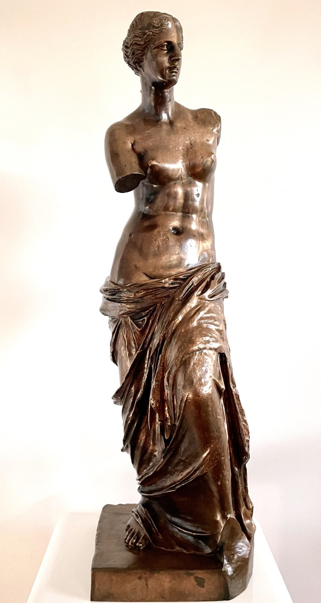 F. Barbedienne, Sculpture en bronze, Vénus de Milo, Signée, Ca 1850, Dim: 97x28x24 - Réd. Colas