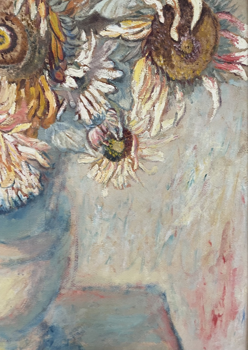 V. Pavlík (1901-1966), Bouquet de tournesols, hsc, Signé, ca 1950, dim:77x72,5 Cm , encadré-photo-7